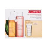 Clarins My Cleansing Essentials Sensitive Skin Pacco regalo schiuma detergente per il viso Gentle Renewing Cleansing Mousse 150 ml + tonico per il viso Soothing Toning Lotion 200 ml + peeling Gentle Peeling 15 ml + borsa cosmetica ecologica