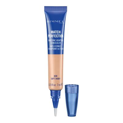 Rimmel London Match Perfection 2in1 Concealer &amp; Highlighter Correttore donna 7 ml Tonalità 020 Soft Ivory