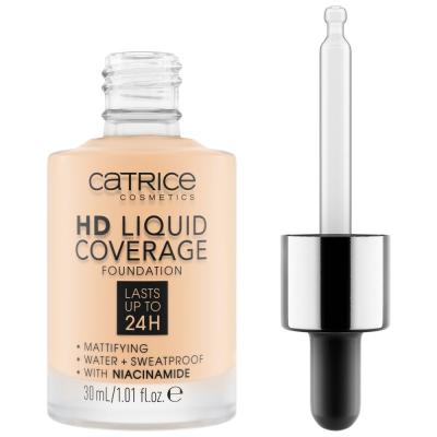 Catrice HD Liquid Coverage 24H Fondotinta donna 30 ml Tonalità 002 Porcelain Beige