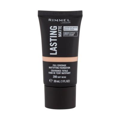 Rimmel London Lasting Matte Full Coverage Fondotinta donna 30 ml Tonalità 200 Soft Beige