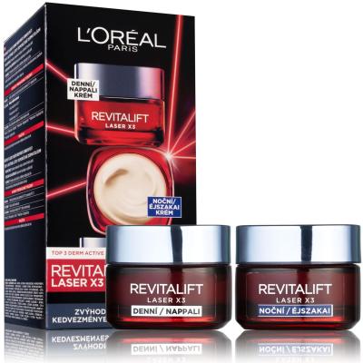 L&#039;Oréal Paris Revitalift Laser X3 Day Cream Pacco regalo crema giorno per il viso Revitalift Laser X3 50 ml + crema notte per il viso Revitalift Laser X3 50 ml