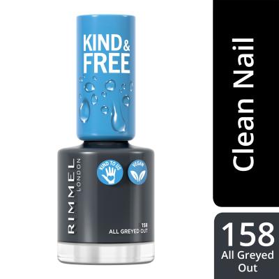 Rimmel London Kind &amp; Free Smalto per le unghie donna 8 ml Tonalità 158 All Greyed Out