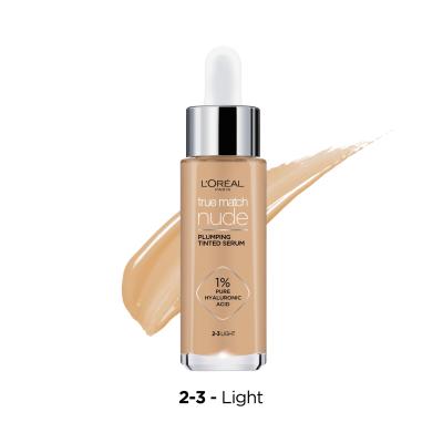 L&#039;Oréal Paris True Match Nude Plumping Tinted Serum Fondotinta donna 30 ml Tonalità 2-3 Light