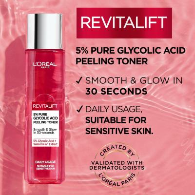L&#039;Oréal Paris Revitalift 5% Pure Glycolic Acid Peeling Toner Tonici e spray donna 180 ml