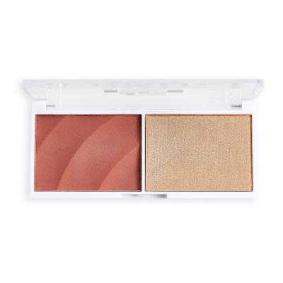 Revolution Relove Colour Play Blushed Duo Blush &amp; Highlighter Contouring palette donna 5,8 g Tonalità Kindness