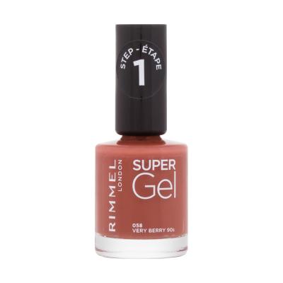 Rimmel London Super Gel STEP1 Smalto per le unghie donna 12 ml Tonalità 058 Very Berry 90s