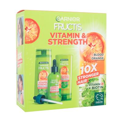 Garnier Fructis Vitamin & Strength Pacco regalo Shampoo Fructis Vitamin & Strength 250 ml + Balsamo Fructis Vitamin & Strength 200 ml + siero per capelli Fructis Vitamin & Strength 125 ml