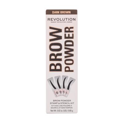 Makeup Revolution London Brow Powder Stamp & Stencil Polveri per sopracciglia donna 0,65 g Tonalità Dark Brown