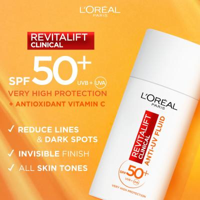 L&#039;Oréal Paris Revitalift Clinical Anti-UV Fluid SPF50+ Crema giorno per il viso donna 50 ml