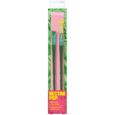 Real Techniques Nectar Pop Fine Line + Fill Duo Pacco regalo pennello per ciglia Spoolie RT 077 1 pz + pennello cosmetico Smudge Liner RT 073 1 pz