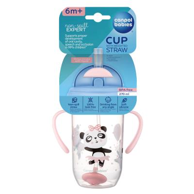 Canpol babies Exotic Animals Non-Spill Expert Cup With Weighted Straw Pink Tazza bambino 270 ml