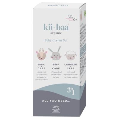 Kii-Baa Organic Baby Cream Set Pacco regalo crema per bambini B5PA-CARE 50 g + crema per bambini SUDO-CARE 50 g + unguento per bambini Lanolin Care 30 g