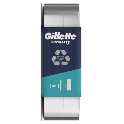 Gillette Mach3 Pacco regalo rasoio 1 ks + gel da barba Soothing With Aloe Vera Sensitive 75 ml + scatola in latta