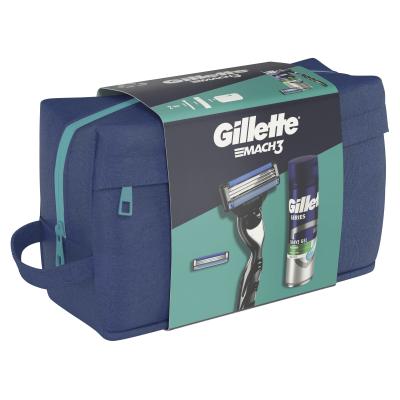 Gillette Mach3 Pacco regalo rasoio 1 pz + testina di ricambio 1 pz + gel da barba Series Soothing With Aloe Vera Sensitive Shave Gel 200 ml + borsa cosmetica