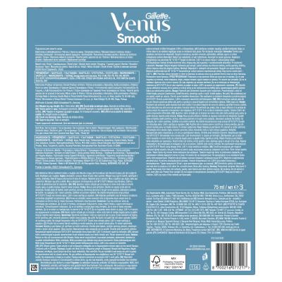 Gillette Venus Pacco regalo rasoio Venus Smooth 1 pz + testina di ricambio 1 pz + gel da barba Satin Care Sensitive Aloe Vera 75 ml