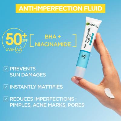 Garnier Pure Active BHA + Niacinamide Daily UV Anti-Imperfection Fluid SPF50+ Crema giorno per il viso 40 ml