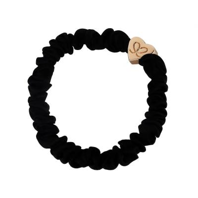 By Eloise London Skinny Silk Scrunchie Gold Heart Elastico per capelli donna 1 pz Tonalità Black