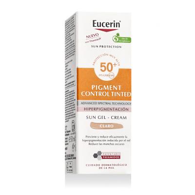 Eucerin Sun Protection Pigment Control Tinted Gel-Cream SPF50+ Protezione solare viso donna 50 ml Tonalità Light