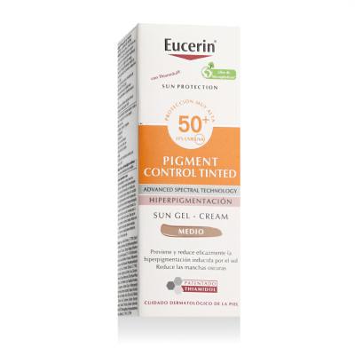 Eucerin Sun Protection Pigment Control Tinted Gel-Cream SPF50+ Protezione solare viso donna 50 ml Tonalità Medium