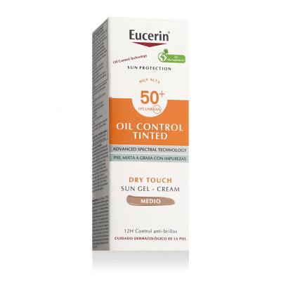 Eucerin Sun Oil Control Tinted Dry Touch Sun Gel-Cream SPF50+ Protezione solare viso 50 ml Tonalità Medium