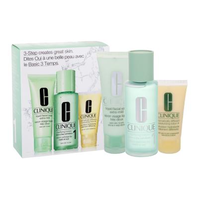 Clinique 3-Step Skin Care Pacco regalo acqua detergente Clarifying Lotion 1 100 ml + sapone detergente All About Clean Liquid Facial Soap Extra Mild 50 ml + prodotto idratante Dramatically Different ml 30 ml