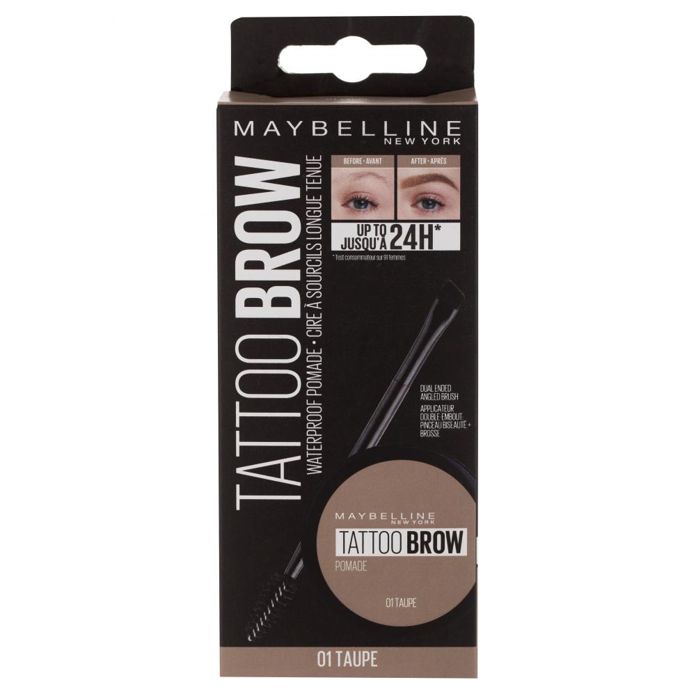 Maybelline Tattoo Brow Lasting Color Pomade Gel e pomate per sopracciglia donna 4 g Tonalità 01 Taupe