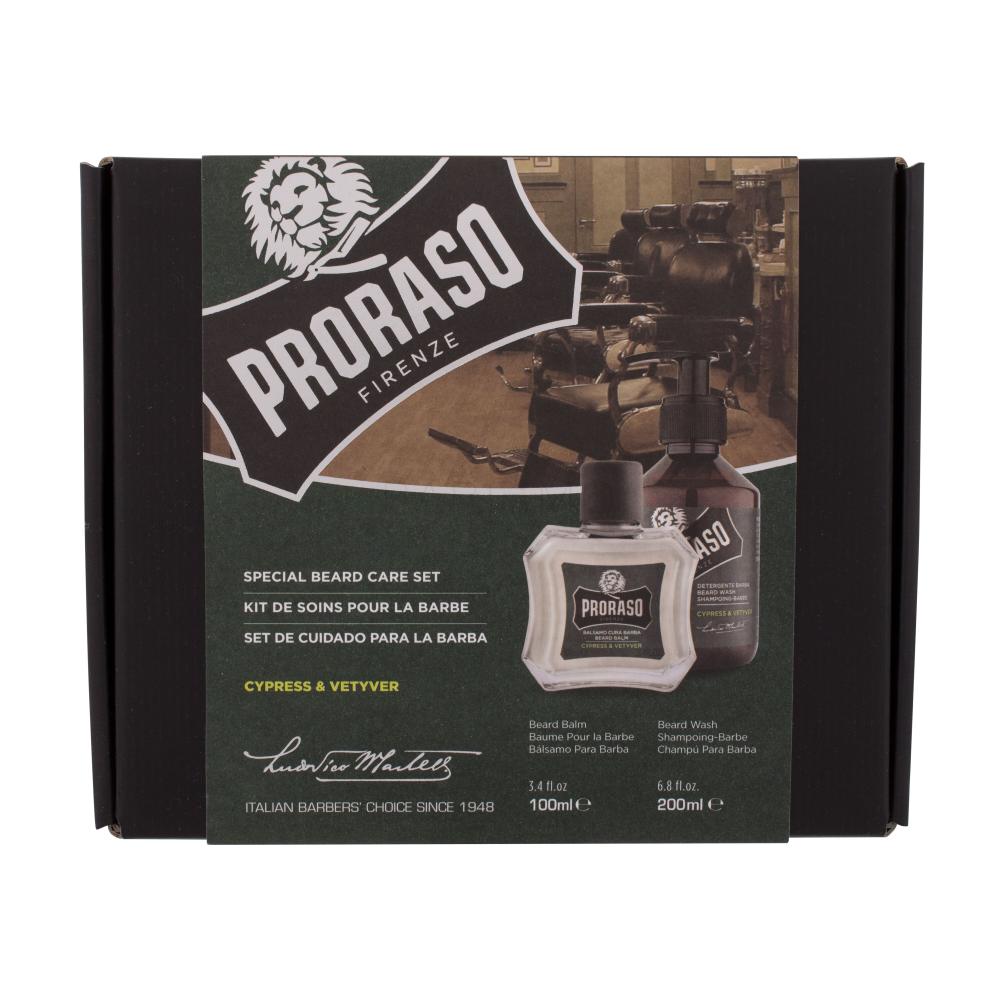 PRORASO Cypress & Vetyver Special Beard Care Set Pacco regalo shampoo da barba Cypress & Vetyver  200 ml + balsamo da barba Cypress & Vetyver  100 ml