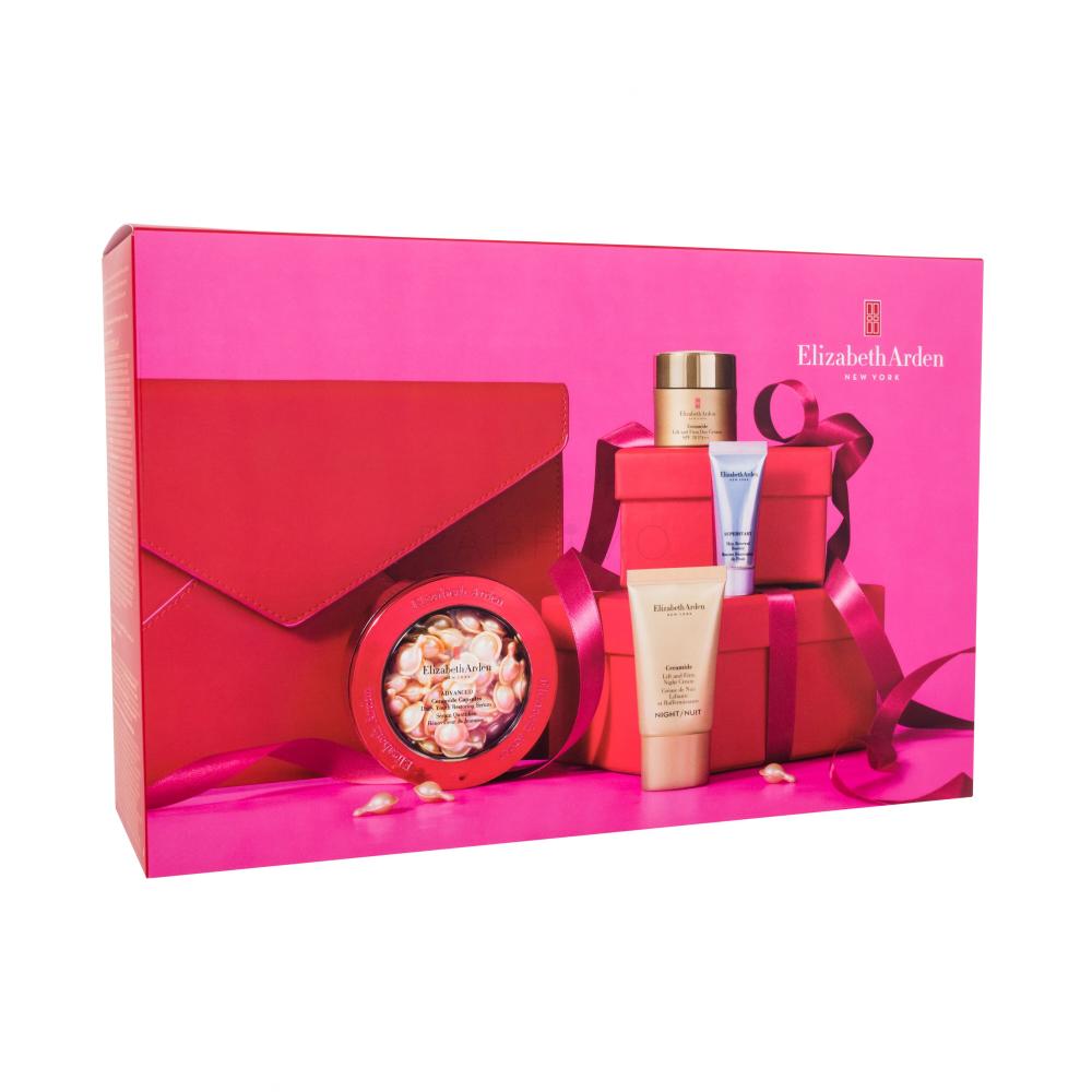 Elizabeth Arden Ceramide Daily Youth Restoring Set Pacco regalo siero per il viso Advanced Ceramide Capsules Daily Youth Restoring Serum 60 pz + crema giorno per il viso Ceramide Lift & Firm Day Cream SPF30 15 ml + crema notte per il viso Ceramide Lift & Firm Night Cream 15 ml + siero per un aspetto