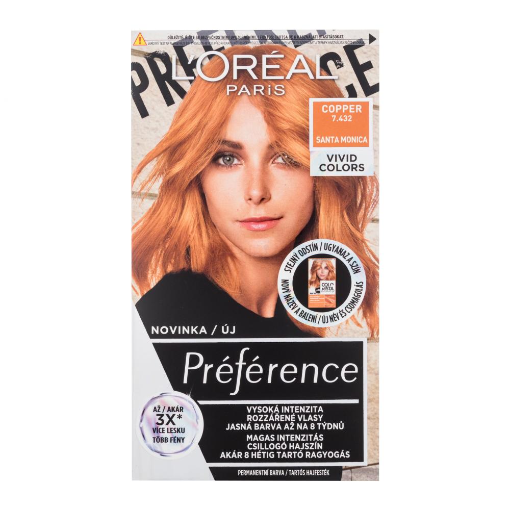 L'Oréal Paris Préférence Vivid Colors Tinta capelli donna 60 ml Tonalità 7.432 Copper