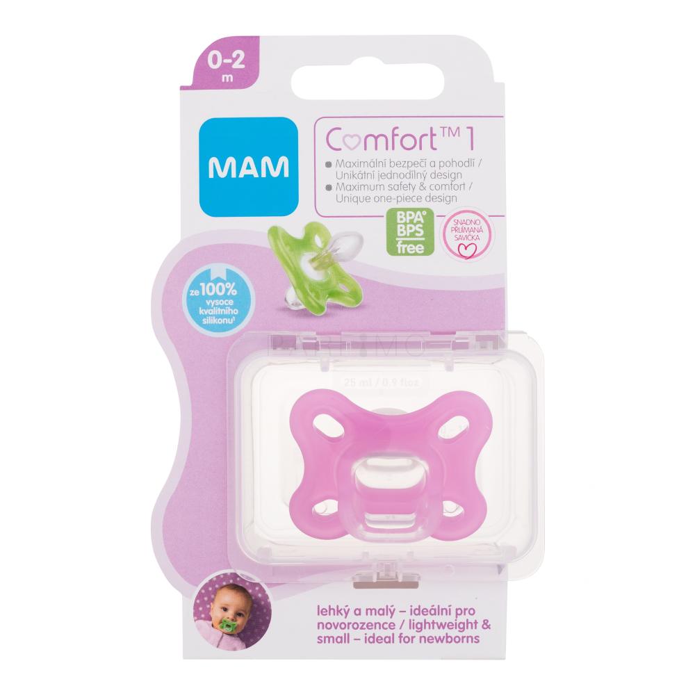 MAM Comfort 1 Silicone Pacifier 0-2m Pink Ciuccio bambino 1 pz