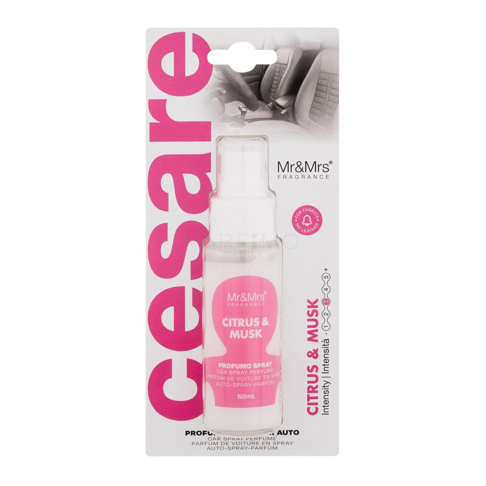 Mr&Mrs Fragrance Cesare Car Spray Perfume Citrus & Musk Deodorante per auto 50 ml