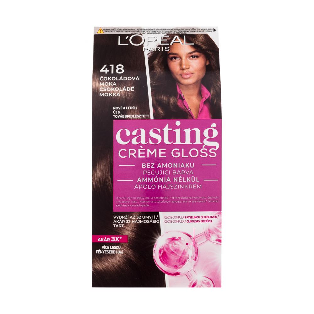 L'Oréal Paris Casting Creme Gloss Tinta capelli donna 48 ml Tonalità 418 Chocolate Mocha