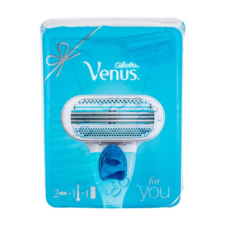 Gillette Venus Pacco regalo rasoio con una lama 1 pz + lame di ricambio 1 pz + gel da barba Satin Care Pure &amp; Delicate 75 ml