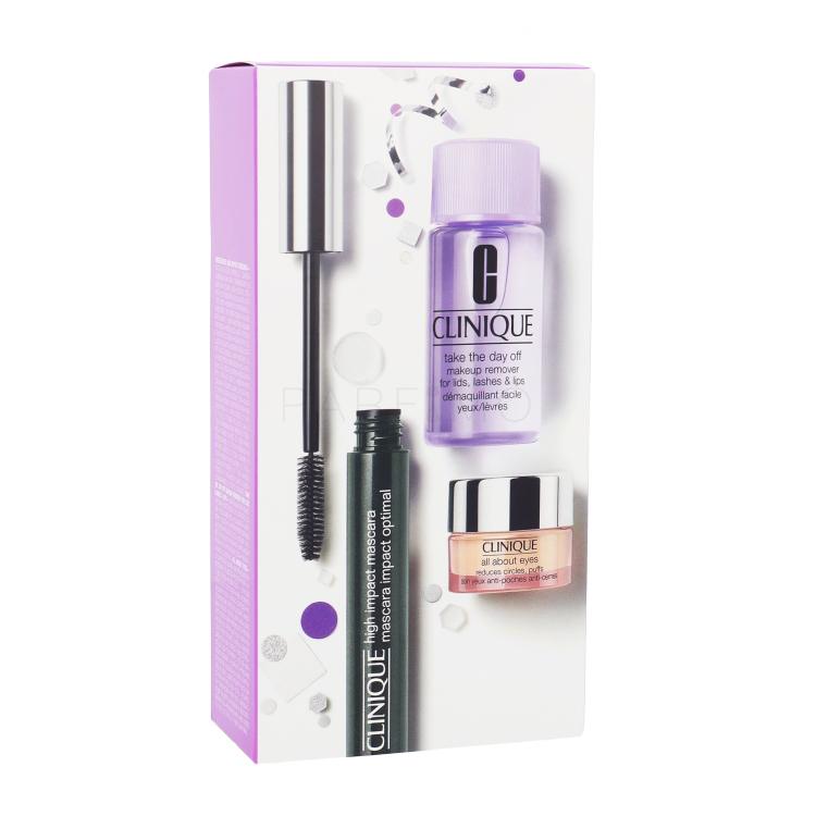 Clinique High Impact Pacco regalo mascara High Impact Mascara 7 ml + struccante Take The Day Off Remover For Lids 30 ml + crema contorno occhi All About Eyes 5 ml