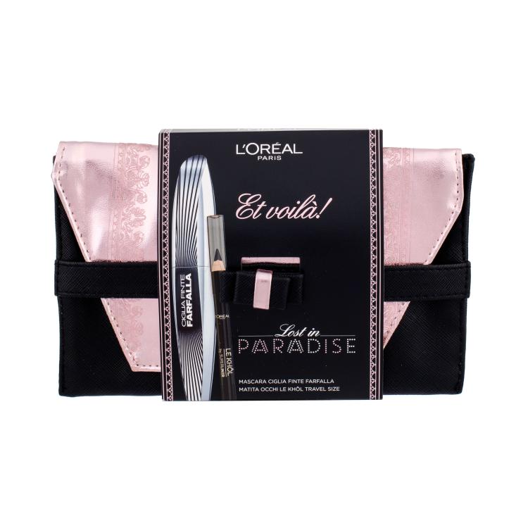 L&#039;Oréal Paris False Lash Wings Pacco regalo mascara 7 ml + matita per occhi Le Khol 1 g 101 Midnight Black + borsetta cosmetica