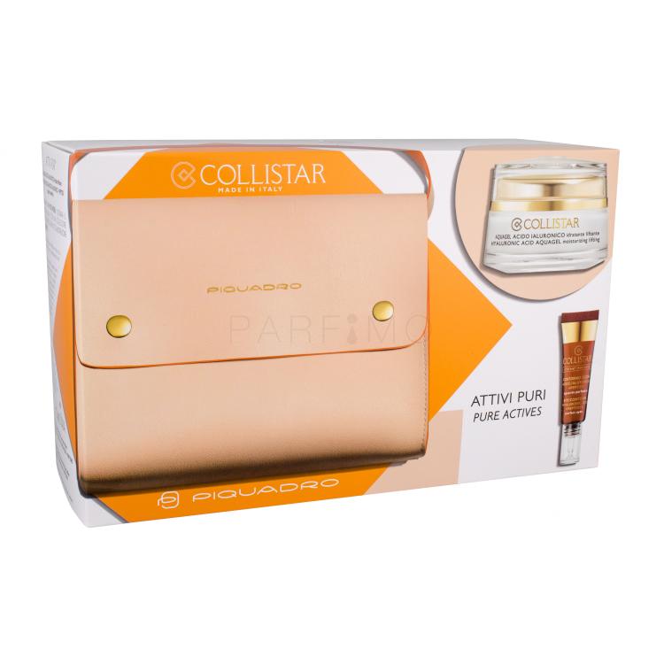 Collistar Pure Actives Hyaluronic Acid Aquagel Pacco regalo cura della pelle giorno 50 ml + cura per contorno occhi 7,5 ml + borsetta a mano