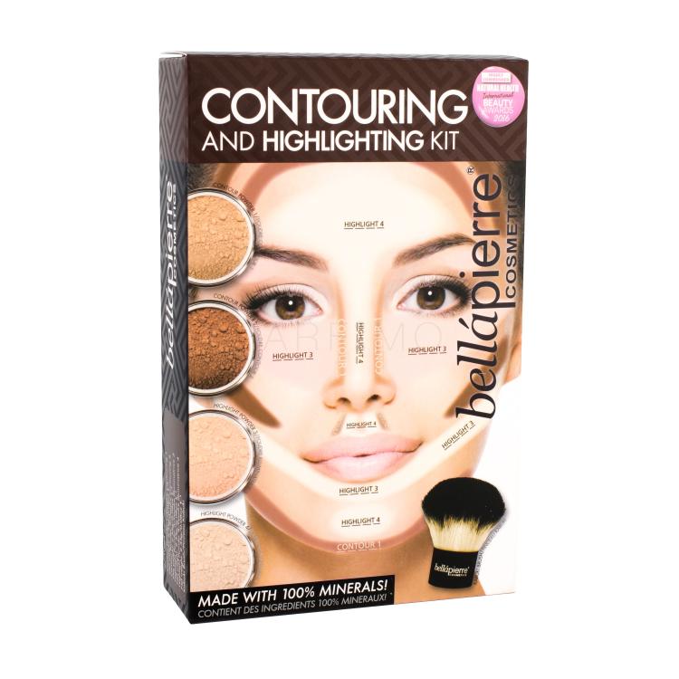 bellápierre Contouring And Highlighting Pacco regalo fondotinta minerale contouring 1 2 g + fondotinta minerale contouring 2 2 g + illuminatore minerale 3 2 g + illuminatore minerale 4 2 g + kabuki penello 1 pz
