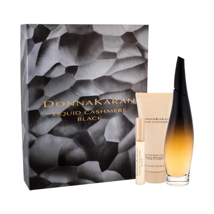 DKNY Liquid Cashmere Black Pacco regalo eau de parfum 100 ml + eau de parfum 10 ml + lozione per il corpo 100 ml