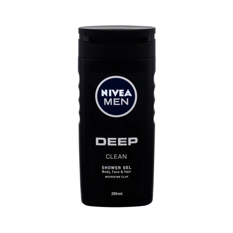 Nivea Men Deep Clean Body, Face &amp; Hair Doccia gel uomo 250 ml