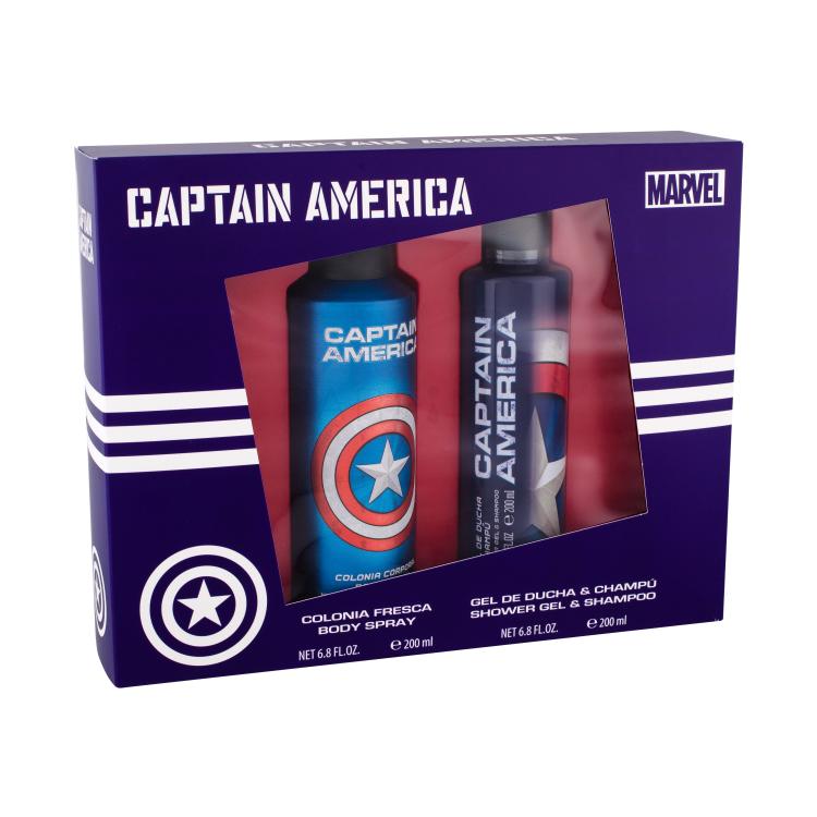 Marvel Captain America Pacco regalo doccia gel 200 ml + spray per il corpo 200 ml