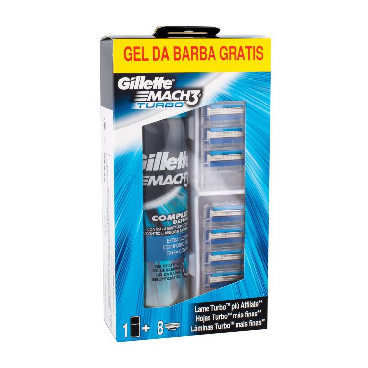 Gillette Mach3 Turbo Pacco regalo lama da ricambio 8 kos + schiuma gel da barba Extra Comfort 200 ml