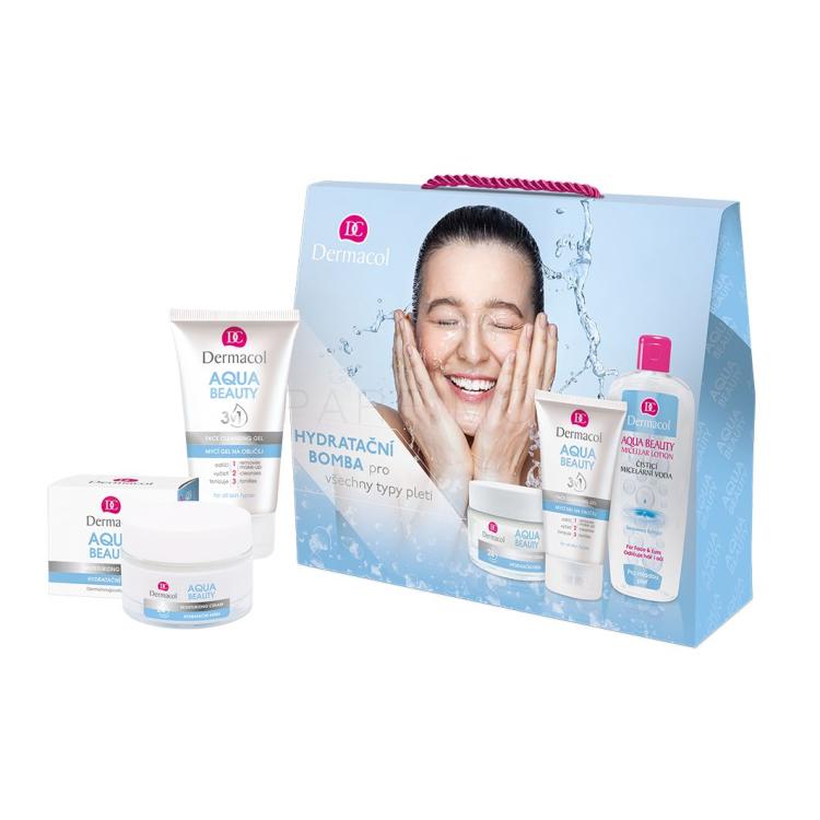 Dermacol Aqua Beauty Pacco regalo crema giorno 50 ml + gel detergente viso 3v1 150 ml + acqua micellare detergente 400 ml