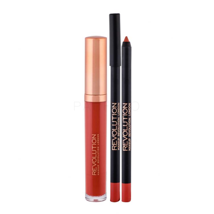 Makeup Revolution London Retro Luxe Matte Lip Kit Pacco regalo rossetto liquido 5,5 ml + matita labbra 1 g
