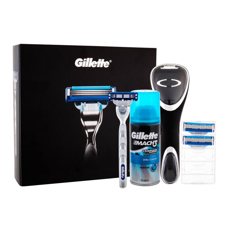 Gillette Mach3 Turbo Pacco regalo rasoio 1 pz + testina di ricambio 1 pz + gel da barba Extra Comfort 75 ml + confezione da viaggio 1 pz