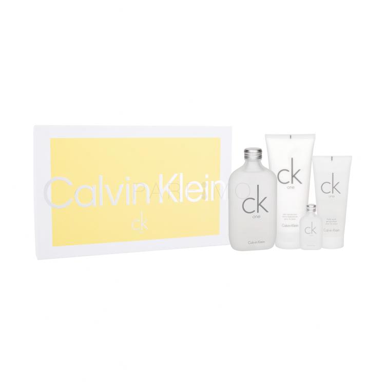 Calvin Klein CK One Pacco regalo Eau de Toilette 200 ml + 200 ml lozione per il corpo + 100 ml doccia gel + 15 ml Eau de Toilette