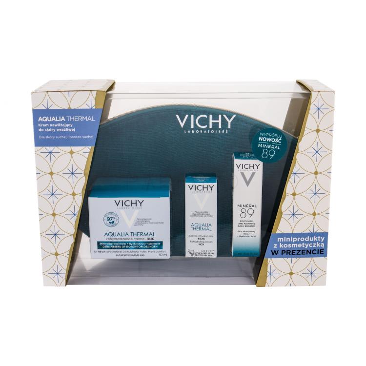 Vichy Aqualia Thermal Rich Pacco regalo crema giorno 50 ml + siero viso Minéral 89 10 ml + crema viso 3 ml + trousse