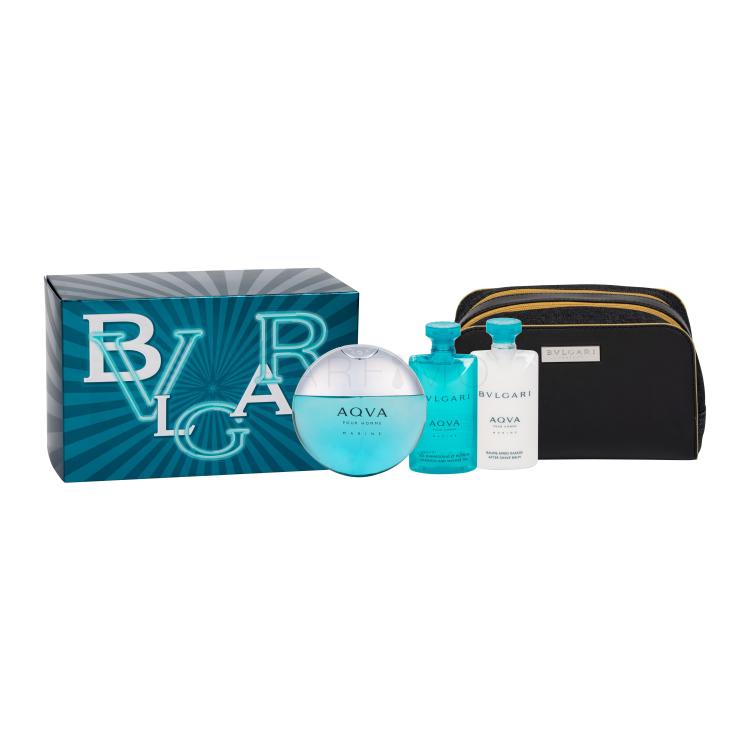 Bvlgari Aqva Pour Homme Marine Pacco regalo eau de toilette 100 ml + balsamo dopobarba 75 ml + doccia gel 75 ml + trousse