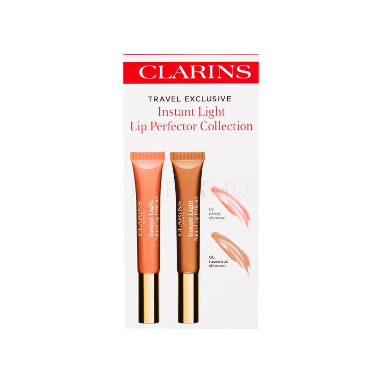 Clarins Instant Light Natural Lip Perfector Pacco regalo lip gloss 12 ml + llip gloss 12 ml 06 Rosewood Shimmer
