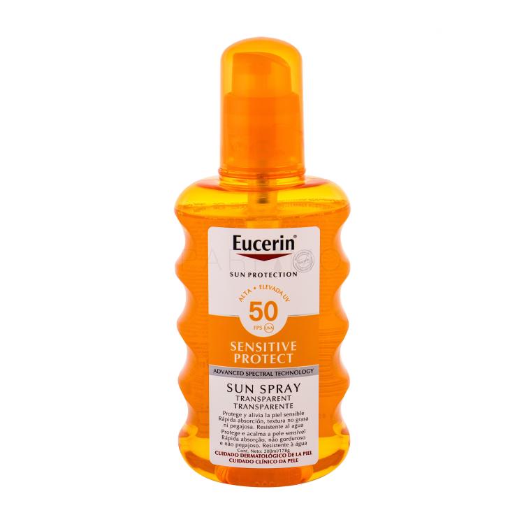 Eucerin Sun Sensitive Protect Sun Spray Transparent SPF50 Protezione solare corpo 200 ml