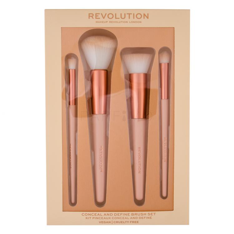 Makeup Revolution London Conceal &amp; Define Pacco regalo pennello per ombretto e correttore 1 pz + pennello blush 1 pz + pennello per fondotinta 1 pz + pennello da sfumatura 1 pz